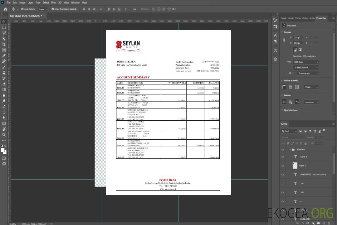 Relevé bancaire Sri Lanka Seylan xls template